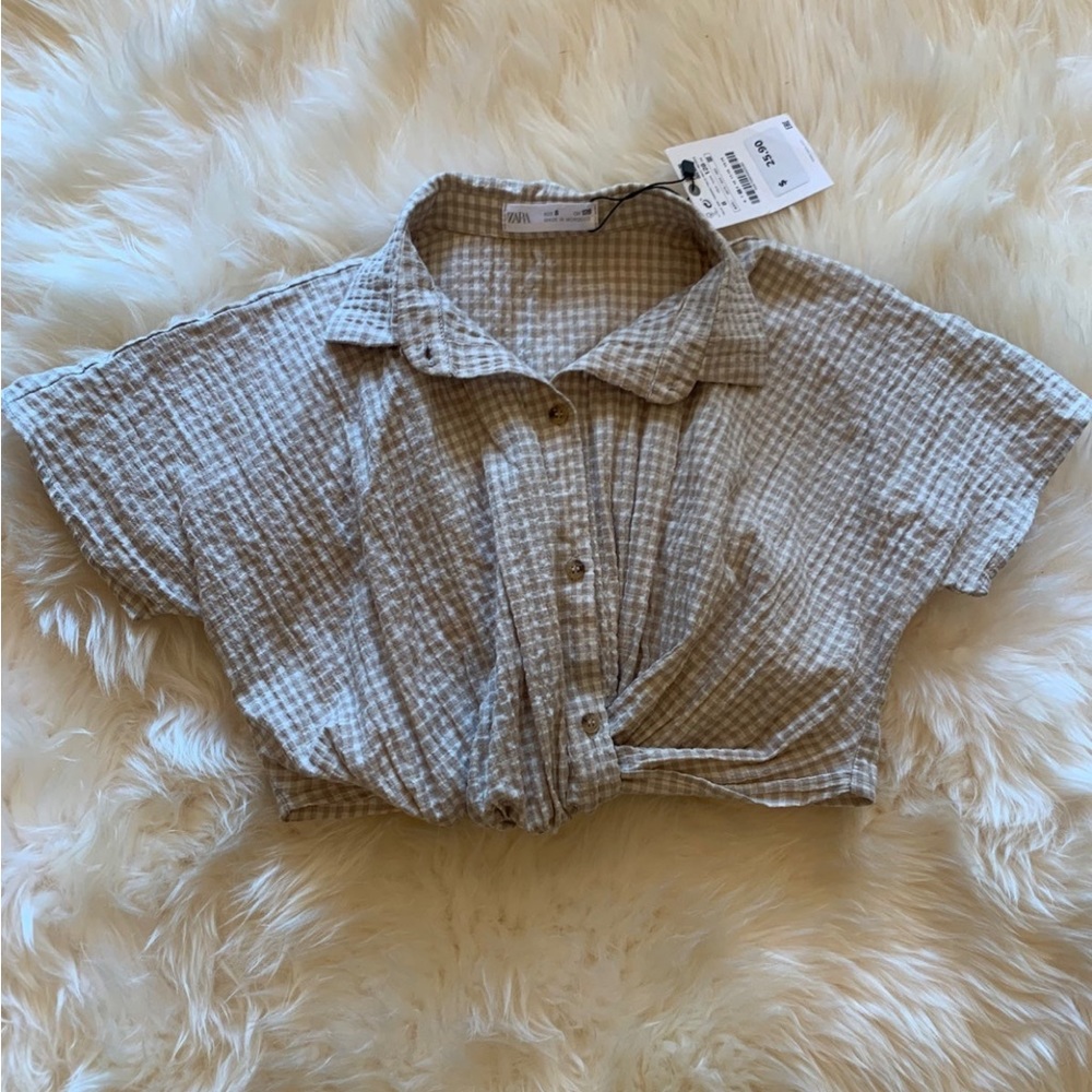 Zara girls linen blend crop top